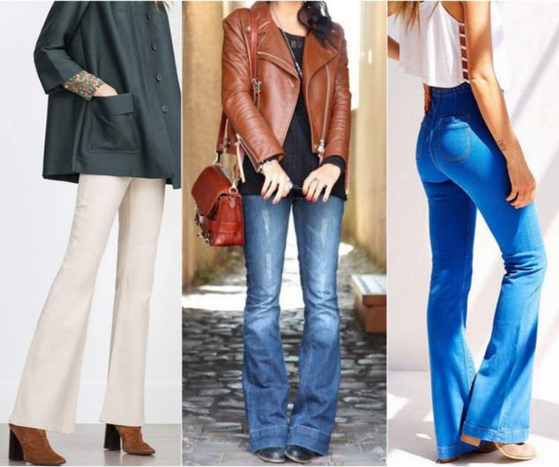 Как и с какой обувью носить джинсы клеш?