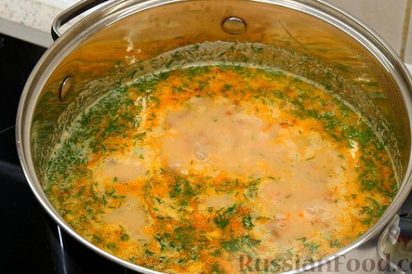 Гречневый суп с грибами и сыром