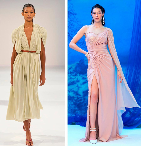 Драпировка в тренде: платья и другая модная одежда из сезонных коллекций